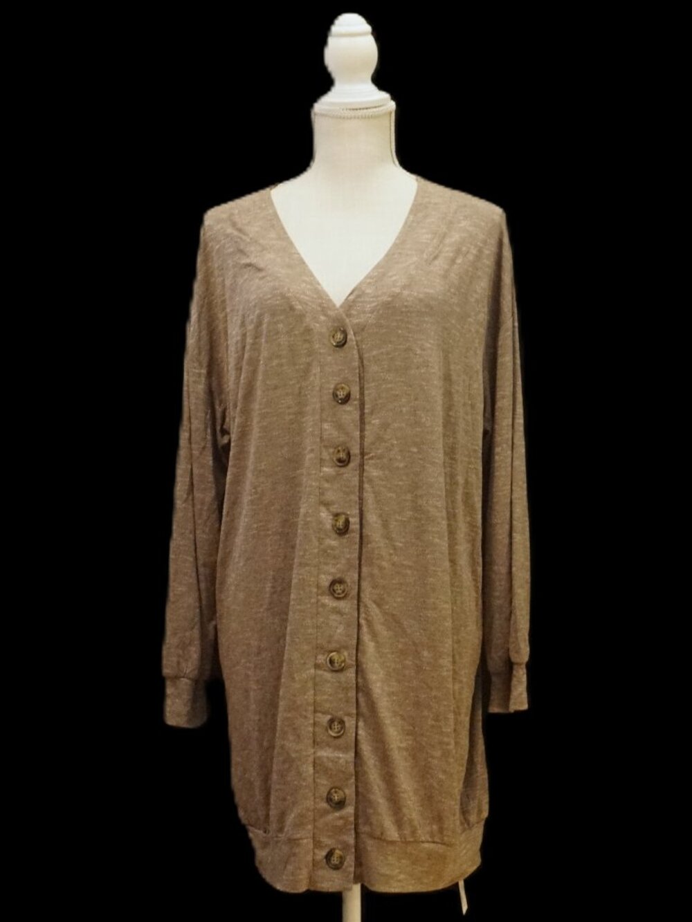 Cupshe Heather Tan Midi Long Tunic Button Closure Lightweight Cardigan Women’s M